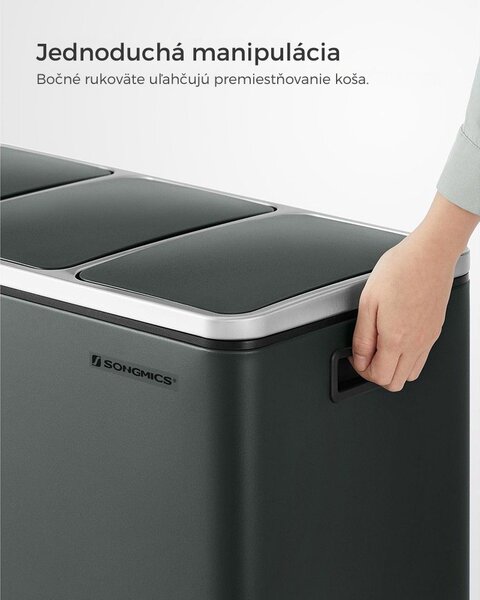 Kôš na separovanie odpadu SORT 54 l (3×18 l), antracitová/strieborná SongmicsHome