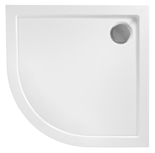 Rea Look, akrylátová štvrťkruhová sprchová vanička 90x90x6 cm + chrómový sifón, biela, REA-K7907
