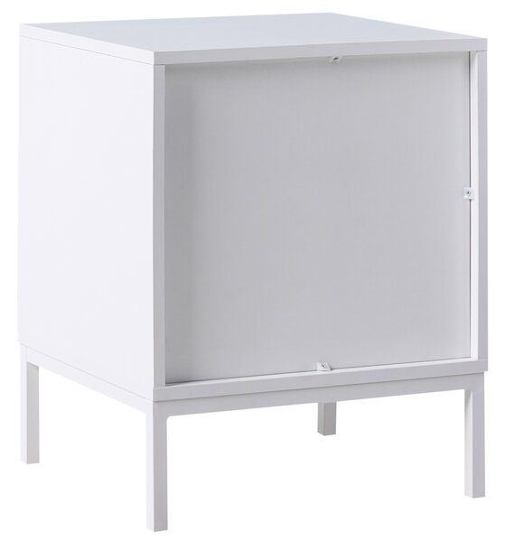Nočný stolík s 2 zásuvkami biely MDF moderný úložný nábytok drážkovaný dizajn obývacia izba spálňa