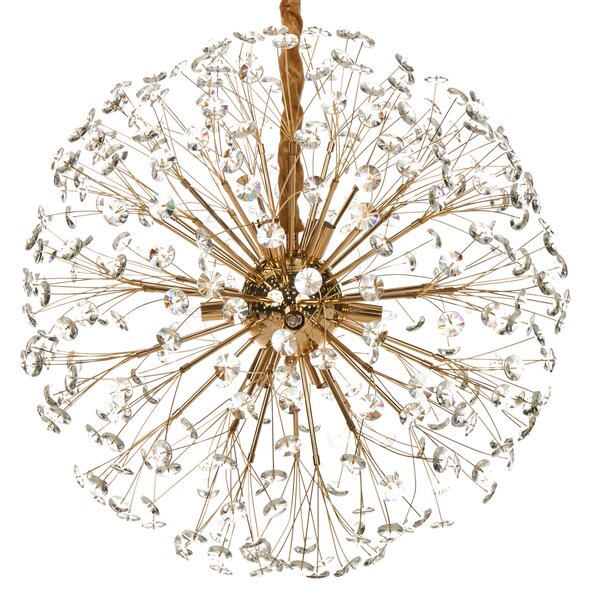 Luster mosadzný kov sklo ⌀ 60 cm závesná lampa krištáľový sklenený glamour štýl obývačka spálňa