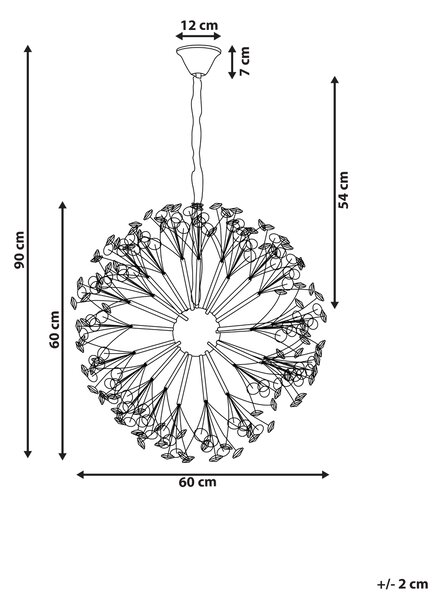 Luster mosadzný kov sklo ⌀ 60 cm závesná lampa krištáľový sklenený glamour štýl obývačka spálňa
