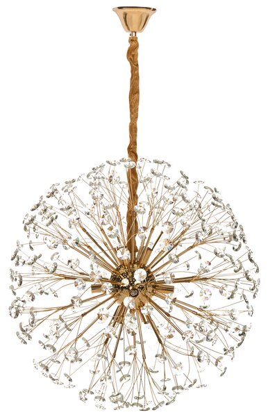 Luster mosadzný kov sklo ⌀ 60 cm závesná lampa krištáľový sklenený glamour štýl obývačka spálňa