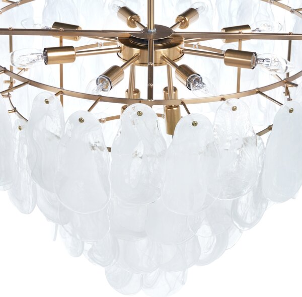 Luster mosadzný kov sklo ⌀ 80 cm závesná lampa sklenený glamour štýl obývačka spálňa