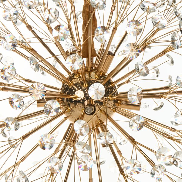 Luster mosadzný kov sklo ⌀ 60 cm závesná lampa krištáľový sklenený glamour štýl obývačka spálňa