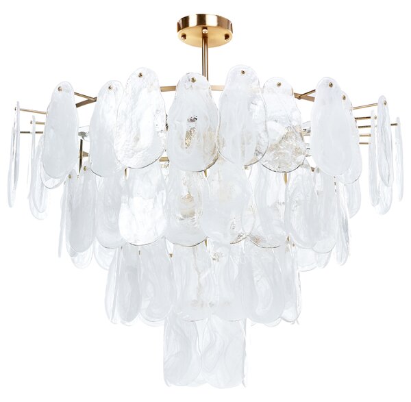 Luster mosadzný kov sklo ⌀ 80 cm závesná lampa sklenený glamour štýl obývačka spálňa