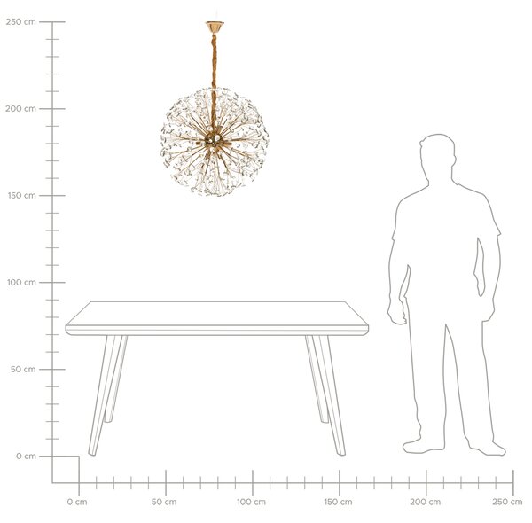 Luster mosadzný kov sklo ⌀ 60 cm závesná lampa krištáľový sklenený glamour štýl obývačka spálňa