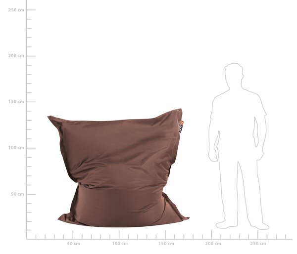 Sedací vak hnedý nylonový 140 x 180 cm vodoodolný poťah so zipsom polystyrénová výplň