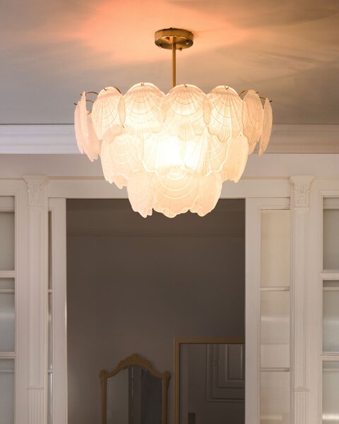 Luster mosadzný kov sklo ⌀ 60 cm závesná lampa sklenený glamour štýl obývačka spálňa