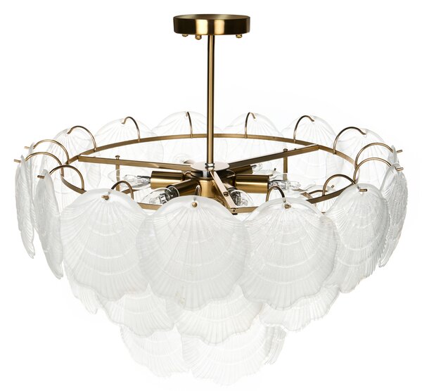 Luster mosadzný kov sklo ⌀ 60 cm závesná lampa sklenený glamour štýl obývačka spálňa