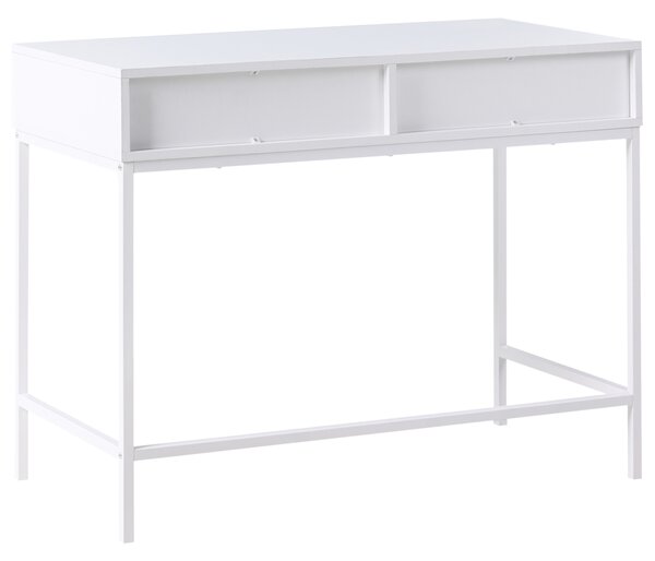 Konzolový stolík s 2 zásuvkami biely MDF moderný úložný nábytok drážkovaný dizajn obývacia izba spálňa chodba