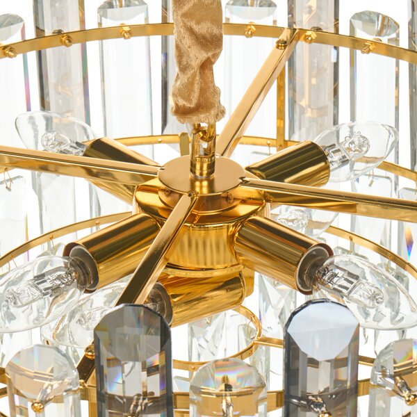 Luster mosadzný kov sklo ⌀ 48 cm závesná lampa krištáľový sklenený glamour štýl obývačka spálňa