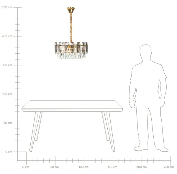 Luster mosadzný kov sklo ⌀ 48 cm závesná lampa krištáľový sklenený glamour štýl obývačka spálňa