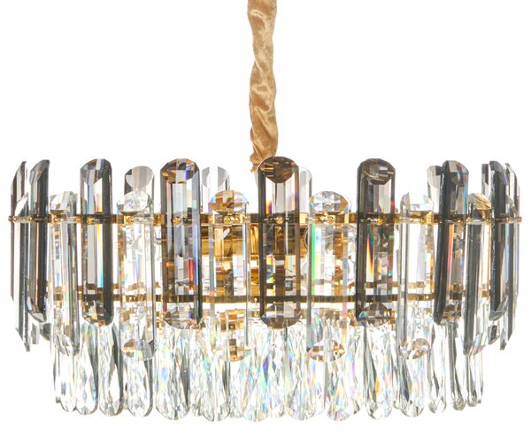 Luster mosadzný kov sklo ⌀ 48 cm závesná lampa krištáľový sklenený glamour štýl obývačka spálňa