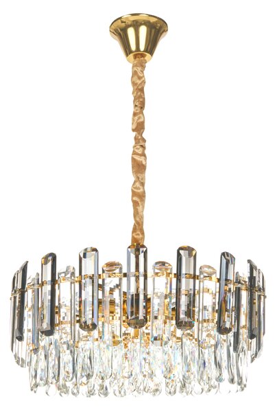 Luster mosadzný kov sklo ⌀ 48 cm závesná lampa krištáľový sklenený glamour štýl obývačka spálňa