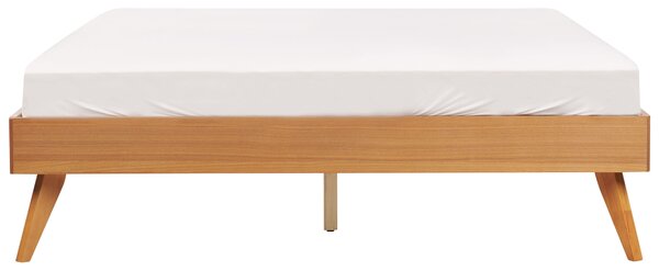 Posteľ prírodný jaseň MDF 160 x 200 cm lamelový rošt bez čela škandinávsky moderný štýl spálňa