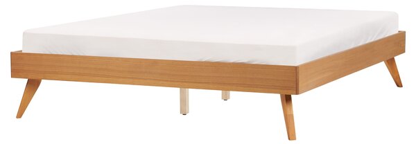 Posteľ prírodný jaseň MDF 160 x 200 cm lamelový rošt bez čela škandinávsky moderný štýl spálňa