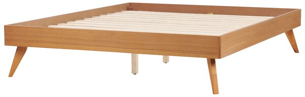 Posteľ prírodný jaseň MDF 160 x 200 cm lamelový rošt bez čela škandinávsky moderný štýl spálňa
