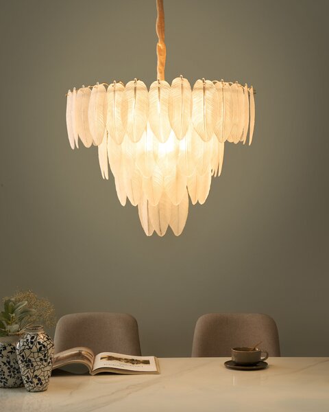 Luster mosadzný kov sklo ⌀ 60 cm závesná lampa sklenený glamour štýl obývačka spálňa