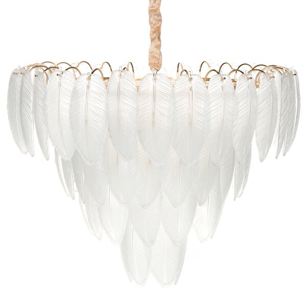 Luster mosadzný kov sklo ⌀ 60 cm závesná lampa sklenený glamour štýl obývačka spálňa