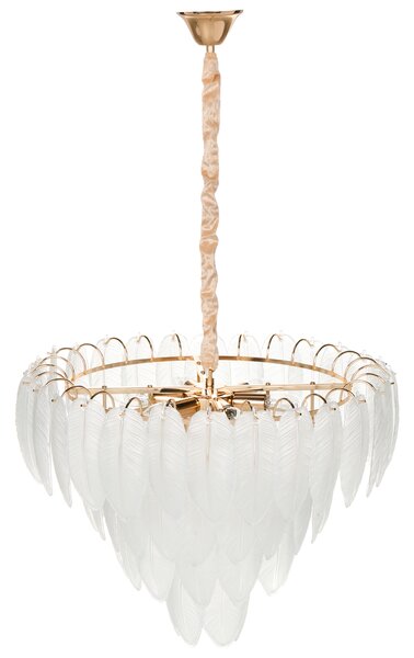 Luster mosadzný kov sklo ⌀ 60 cm závesná lampa sklenený glamour štýl obývačka spálňa