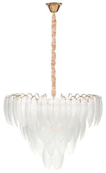 Luster mosadzný kov sklo ⌀ 60 cm závesná lampa sklenený glamour štýl obývačka spálňa