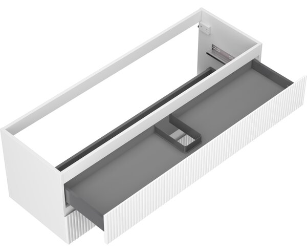 Mexen Rivel, kúpeľňová skrinka pod umývadlo 140 cm, 2 zásuvky, drážkovaná, biela matná, 91A20-14047-2-BFF01