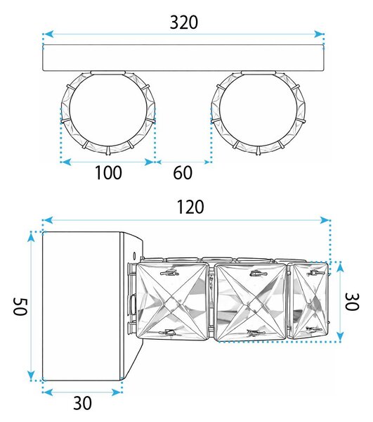 Toolight Toolight, LED nástenné svietidlo 32 cm, 6W, 4000K, 500lm, APP1937-2W, zlatá lesklá, OSW-66071