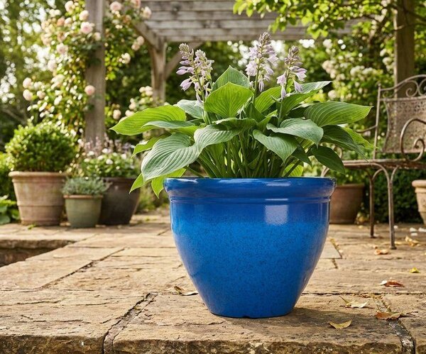 Kvetináč Strend Pro, glazúra, modrý, 38 cm