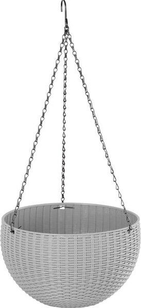 Kvetináč Strend Pro Modern, visiaci, tmavošedá, 26x16cm, reťaz