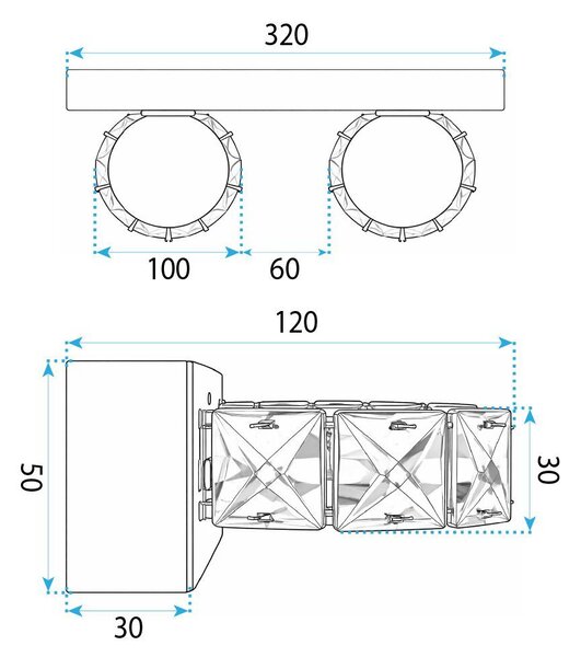 Toolight Toolight, LED nástenné svietidlo 32 cm, 6W, 4000K, 500lm, APP1936-2W, chrómová, OSW-66070