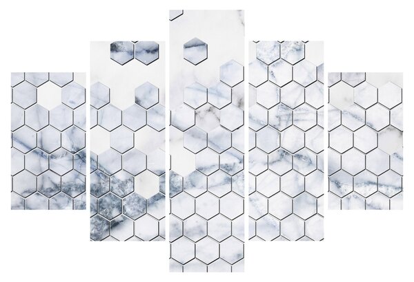 Obraz - Mramorované hexagóny (150x105 cm)