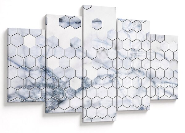 Obraz - Mramorované hexagóny (150x105 cm)