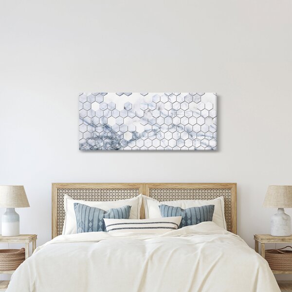 Obraz - Mramorované hexagóny (120x50 cm)