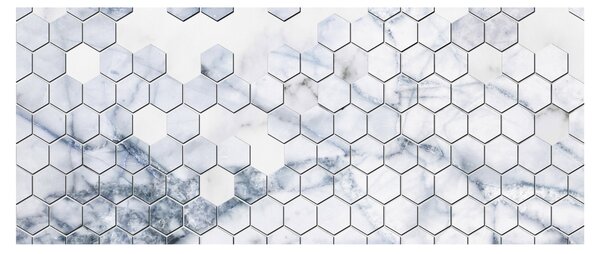 Obraz - Mramorované hexagóny (120x50 cm)
