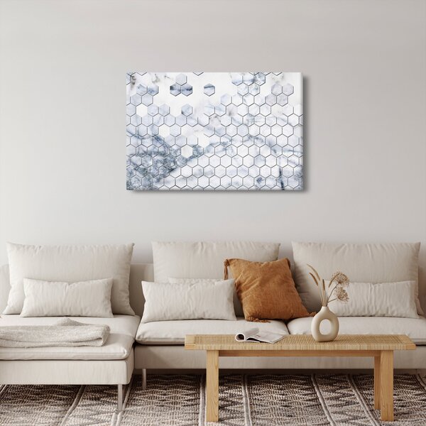 Obraz - Mramorované hexagóny (90x60 cm)
