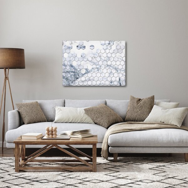 Obraz - Mramorované hexagóny (70x50 cm)