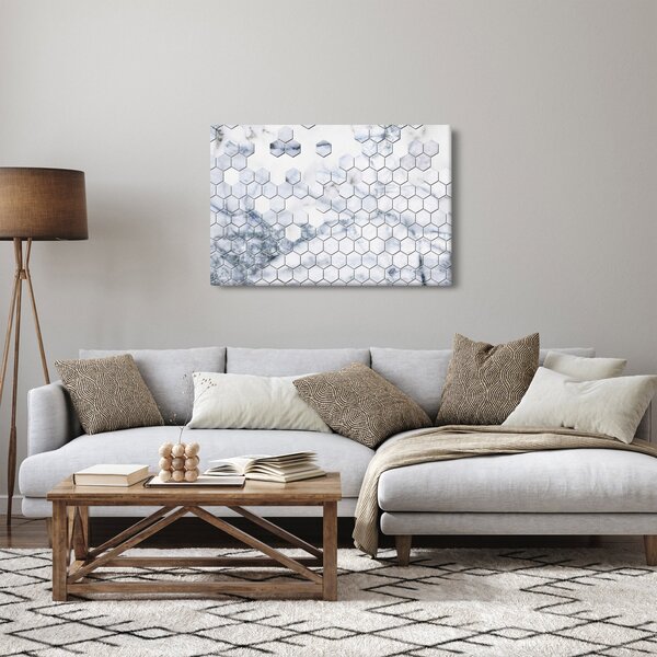 Obraz - Mramorované hexagóny (90x60 cm)