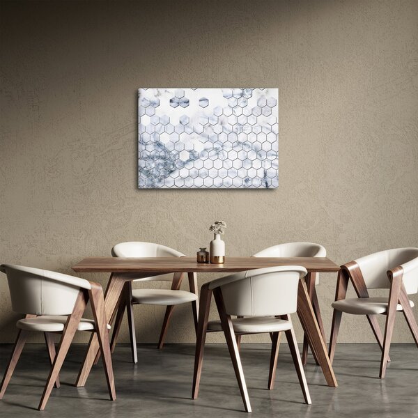Obraz - Mramorované hexagóny (70x50 cm)