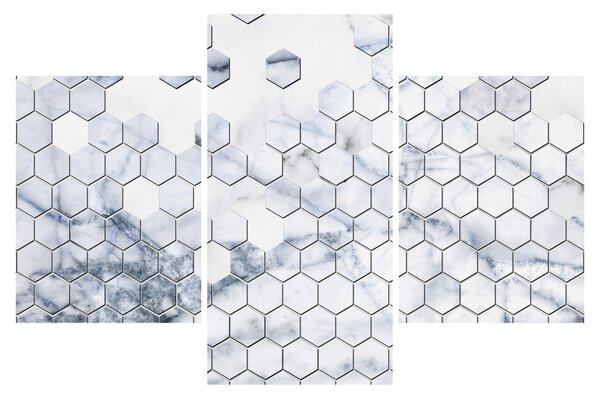 Obraz - Mramorované hexagóny (90x60 cm)