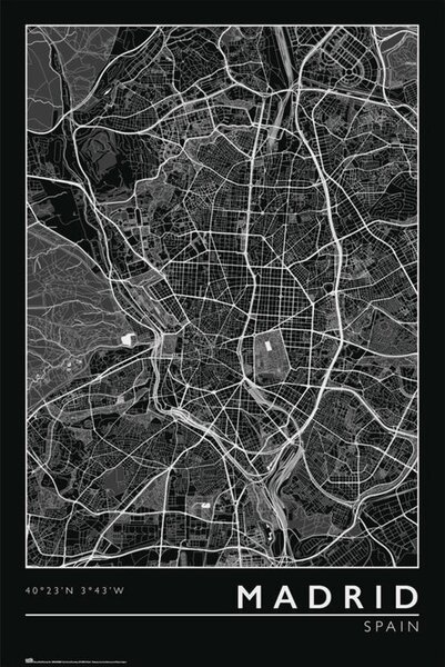 Plagát, Obraz - Madrid - City Map, (61 x 91.5 cm)