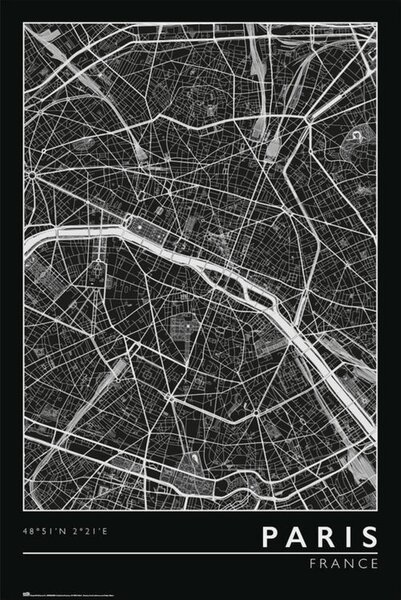 Plagát, Obraz - Paris - City Map
