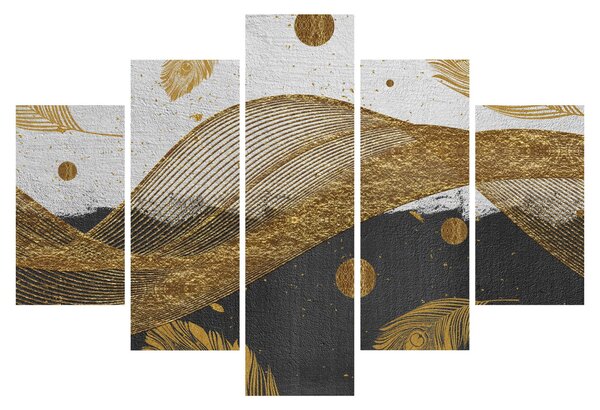 Obraz - Zlaté pierka (150x105 cm)