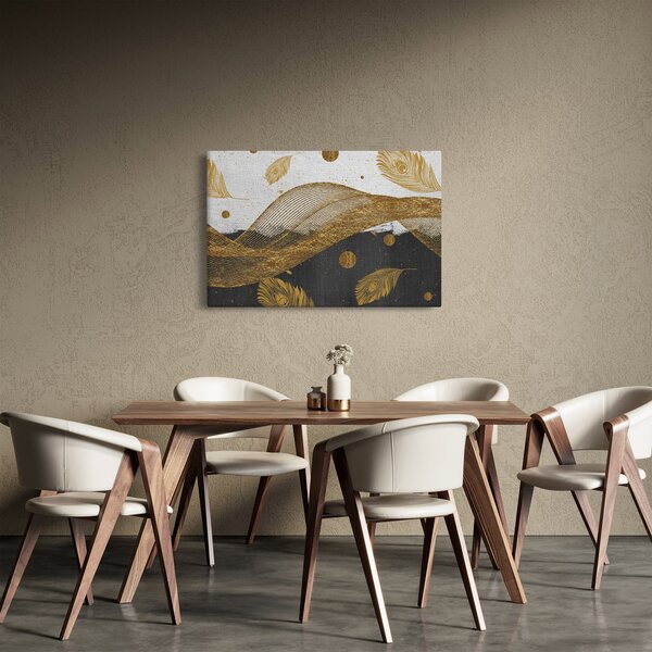 Obraz - Zlaté pierka (90x60 cm)