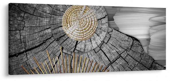 Obraz - Kmeň stromu v koláži (120x50 cm)