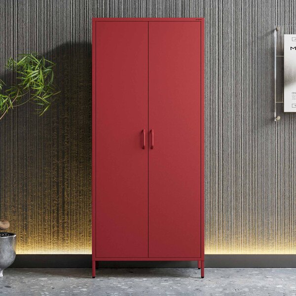 Šatníková skriňa FLAVIO, 800 x 1850 x 450 mm, Modern: červený farba