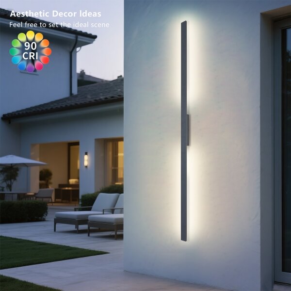 Brilagi - vonkajšie nástenné LED svietidlo LUNA, 30 W, 230 V, 4000 K, IP65, 150 cm, antracit, CRI 90
