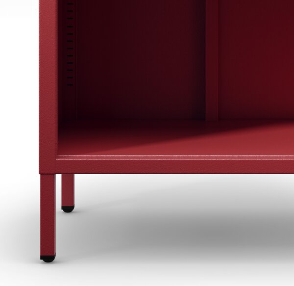 Knižnica do obývačky MARIO, 500 x 1800 x 350 mm, Modern: červená farba