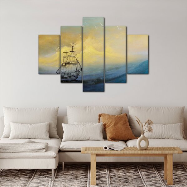 Obraz - Maľba lode na mori (150x105 cm)