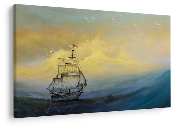 Obraz - Maľba lode na mori (90x60 cm)
