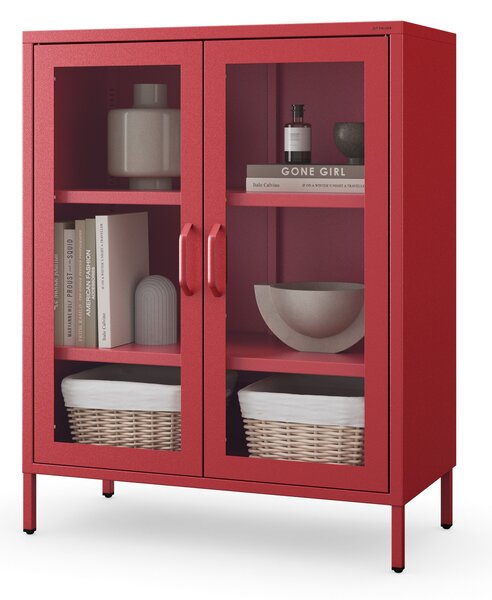 Vitrína GINA, 800 x 1015 x 400 mm, Modern: červená farba